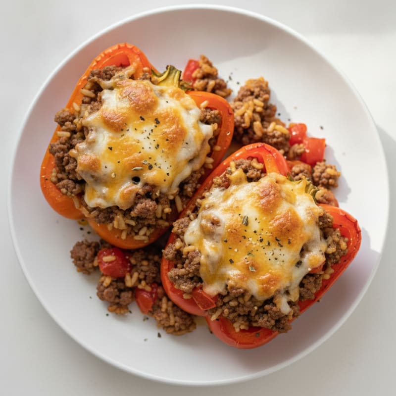 Ground Beef Stuffed Bell Peppers with Rice