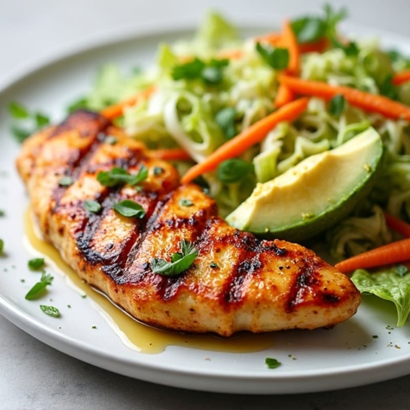 Grilled Chicken Breast with Crunchy Cabbage Slaw