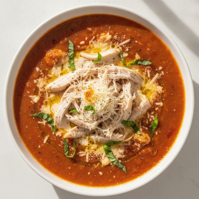 Roasted Tomato Basil Soup with Parmesan