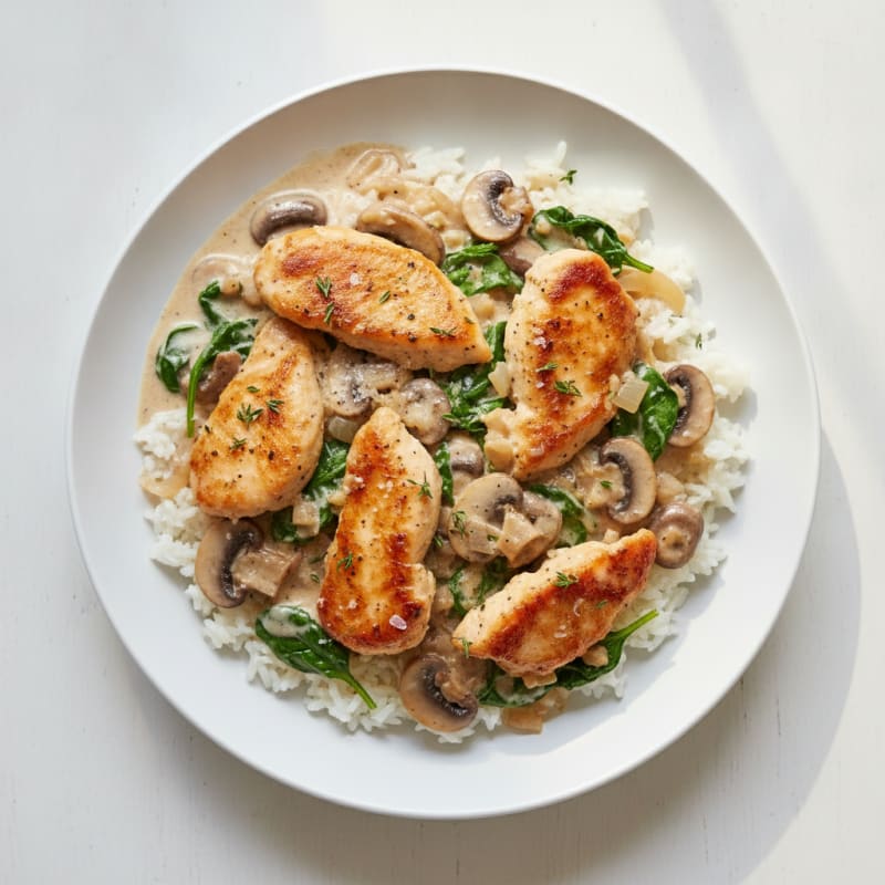 Poulet et Riz Sauce Crémeuse
