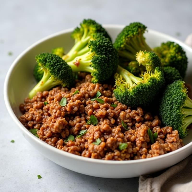 Savory Ground Beef with Crispy Roasted Broccoli