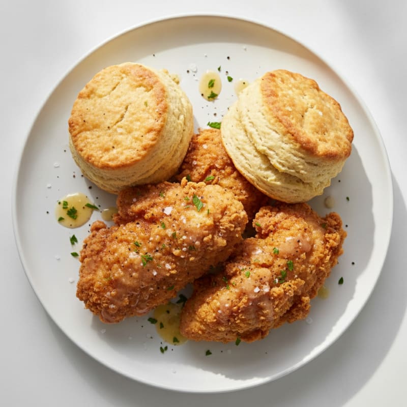 Buttermilk Fried Chicken with Fluffy Biscuits