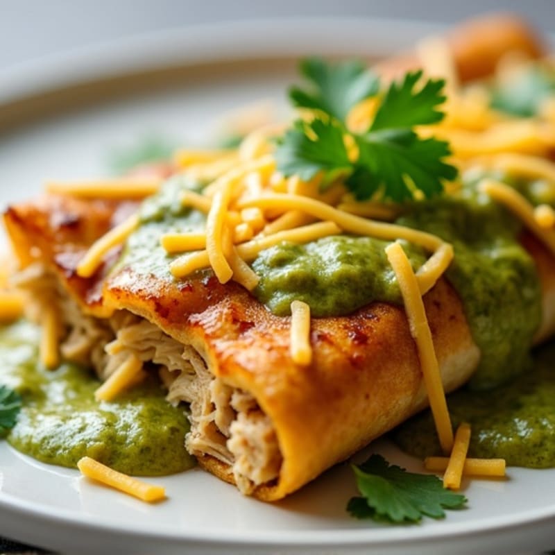 Salsa Verde Shredded Chicken Enchiladas