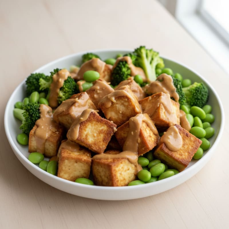 Pan-Seared Tofu with Peanut Sauce