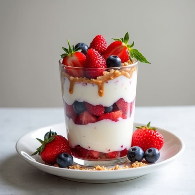 Greek Yogurt Protein Parfait with Mixed Berries and Almond Butter