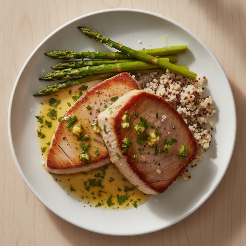 Pan-Seared Tuna with Lemon-Herb Sauce