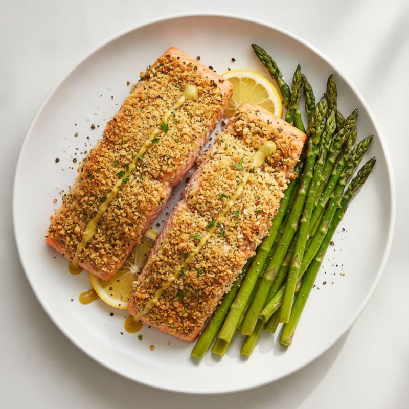 Herb-Crusted Baked Salmon with Asparagus