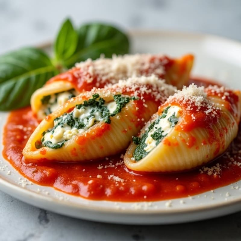 Baked Creamy Spinach Ricotta Stuffed Shells