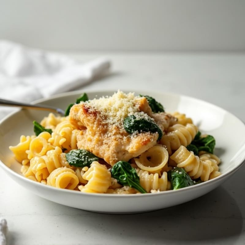 Healthy Creamy Garlic Chicken Pasta