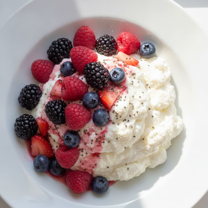 Silky Greek Yogurt Protein Mousse with Mixed Berries