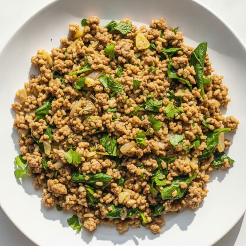 Ground Lamb and Herb Rice Skillet