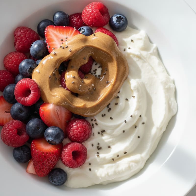 Silky Greek Yogurt Protein Pudding with Mixed Berries