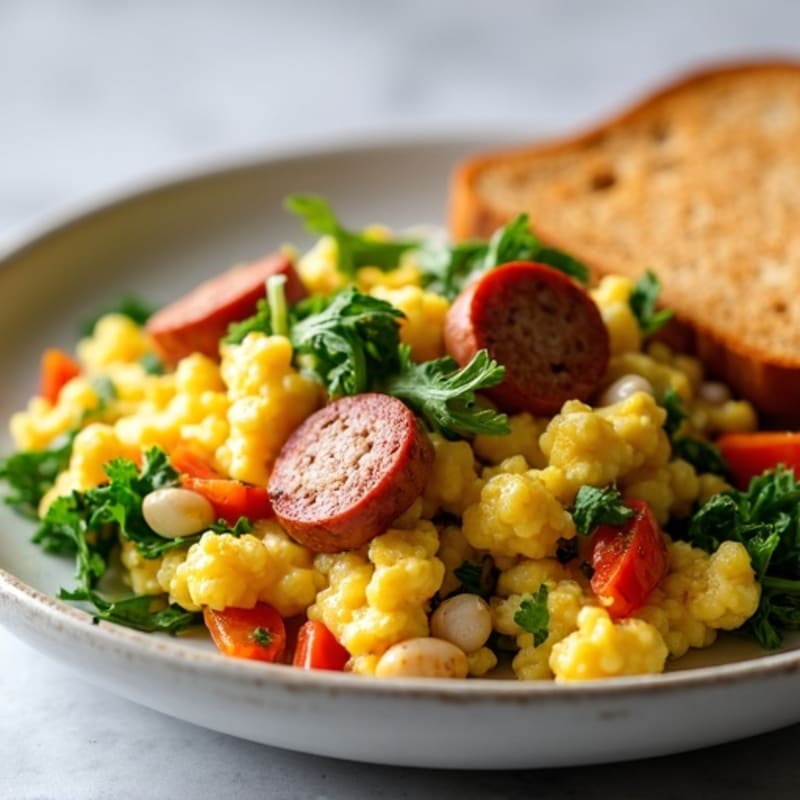 Egg White Veggie Scramble with Turkey Sausage