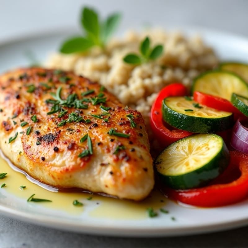 Herb-Crusted Tender Chicken Breast with Roasted Vegetables