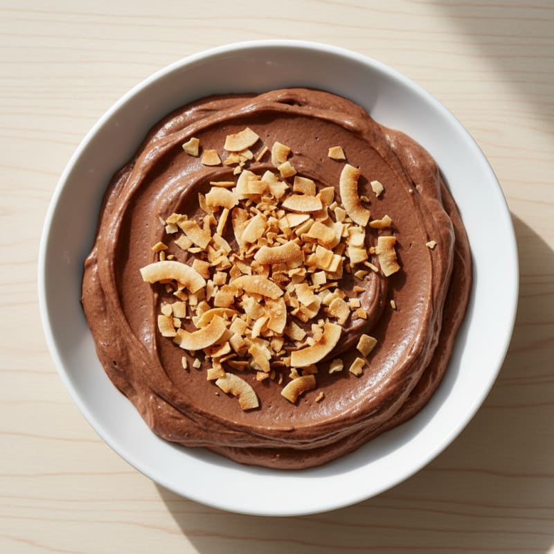 Silky Chocolate Protein Pudding with Toasted Coconut