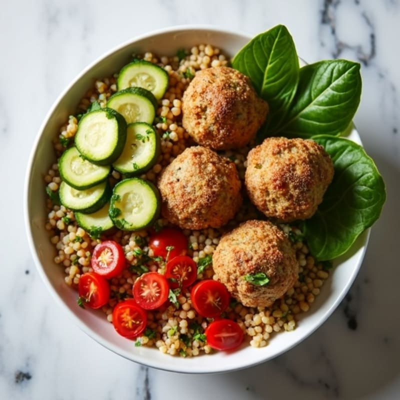 Herb-Crusted Turkey Meatballs with Quinoa Power Bowl