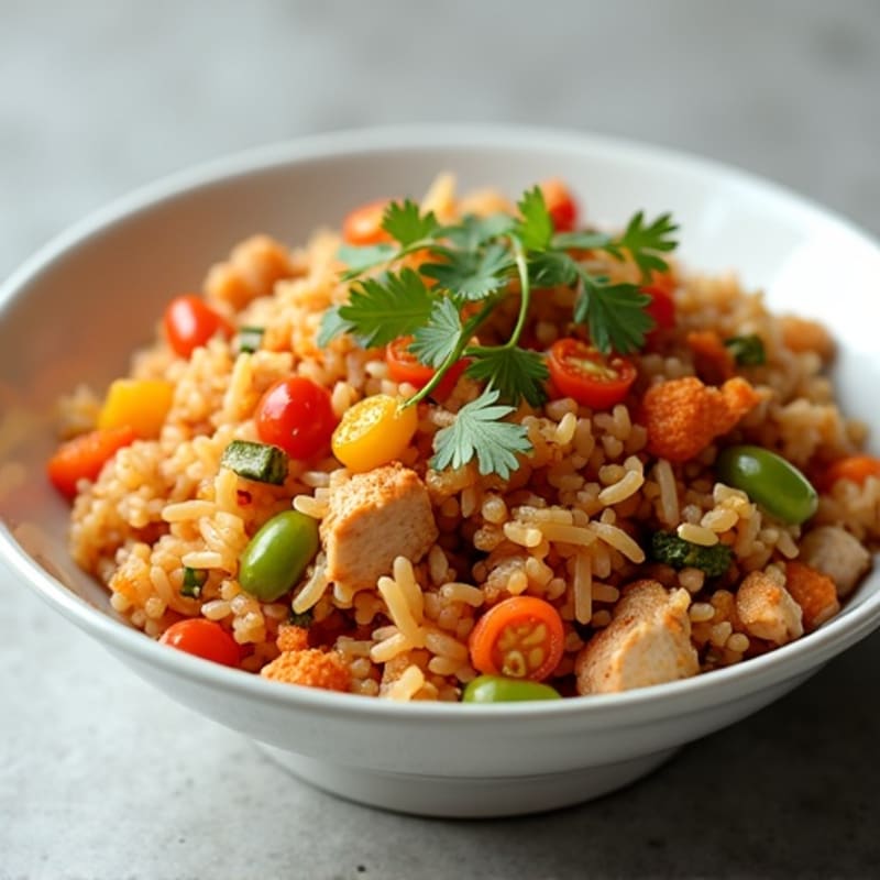 Lean Chicken Kimchi Fried Rice with Crispy Vegetables