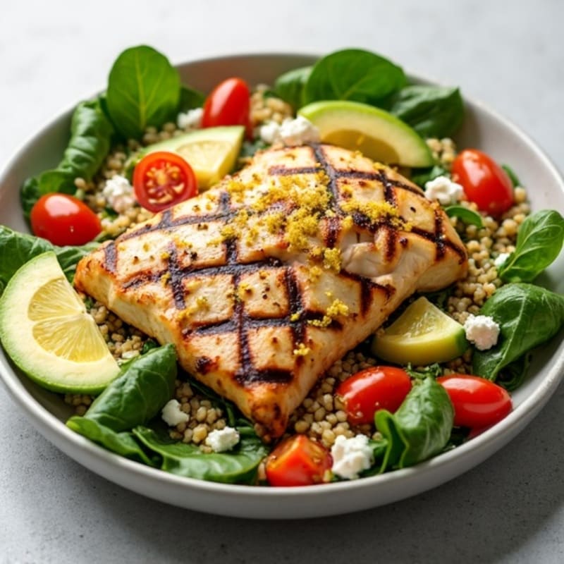 Grilled Chicken and Quinoa Power Salad with Lemon Vinaigrette