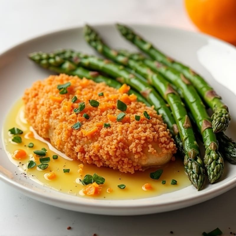 Crispy Baked Orange Chicken with Roasted Asparagus