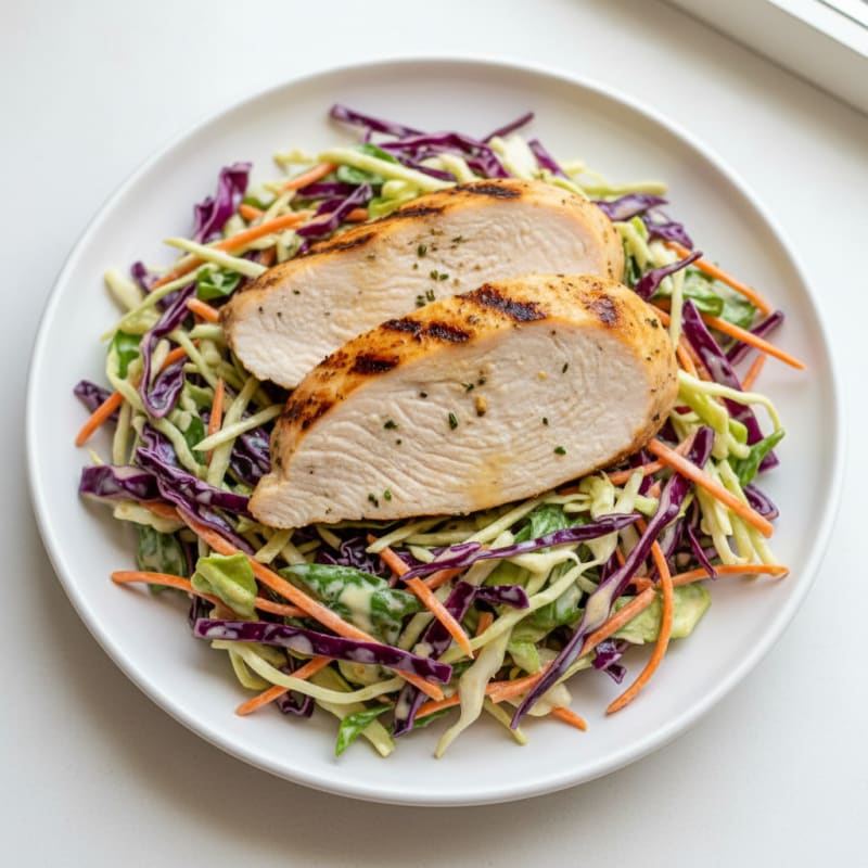 Grilled Turkey Breast with Crunchy Cabbage Slaw