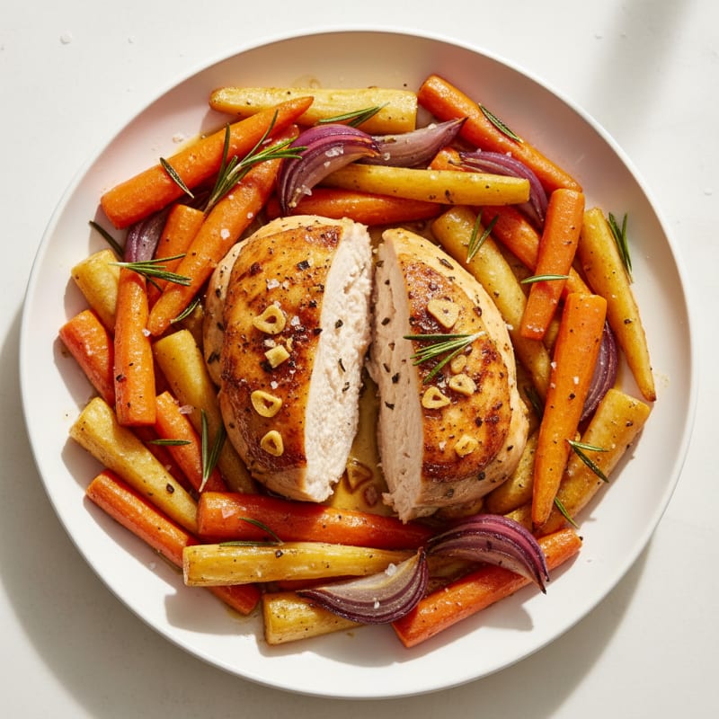 Garlic Herb Roasted Chicken with Root Vegetables