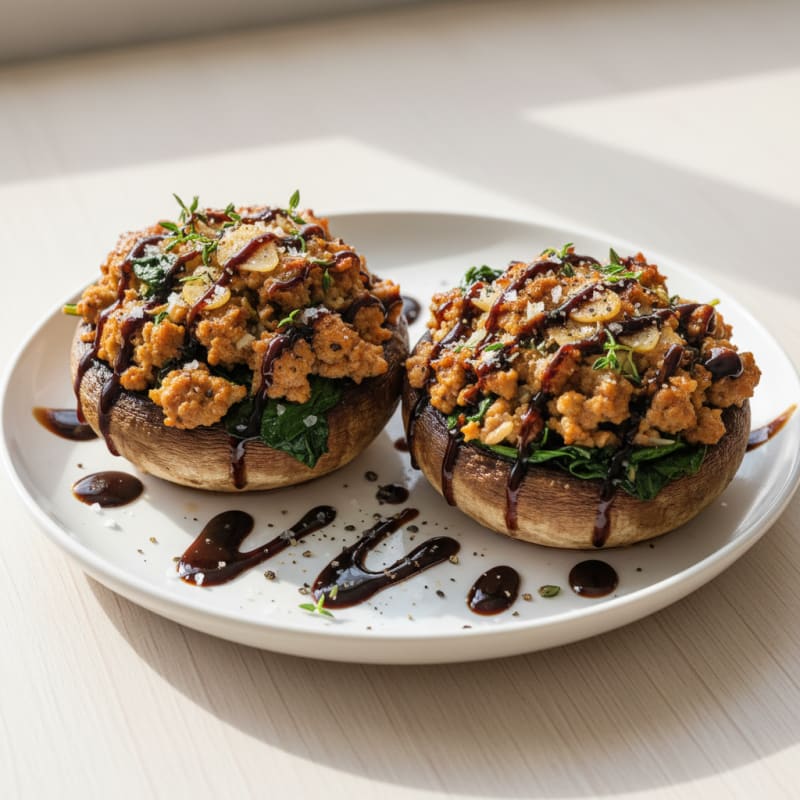 Herb-Stuffed Portobello Mushrooms with Balsamic Glaze