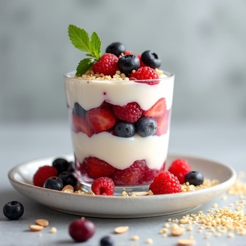 Silky Greek Yogurt Protein Parfait with Mixed Berries