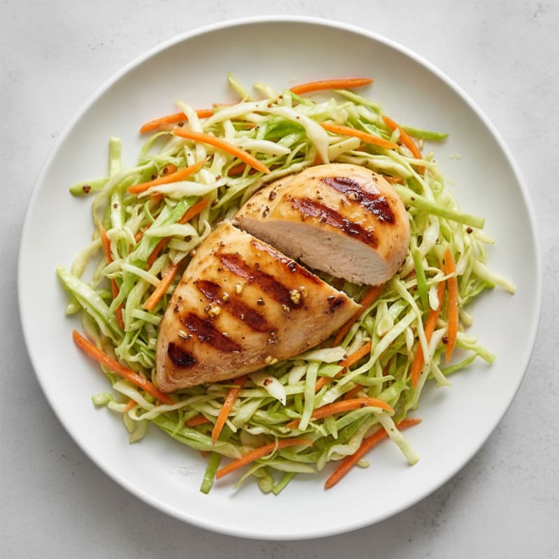 Grilled Chicken Breast with Crunchy Cabbage Slaw