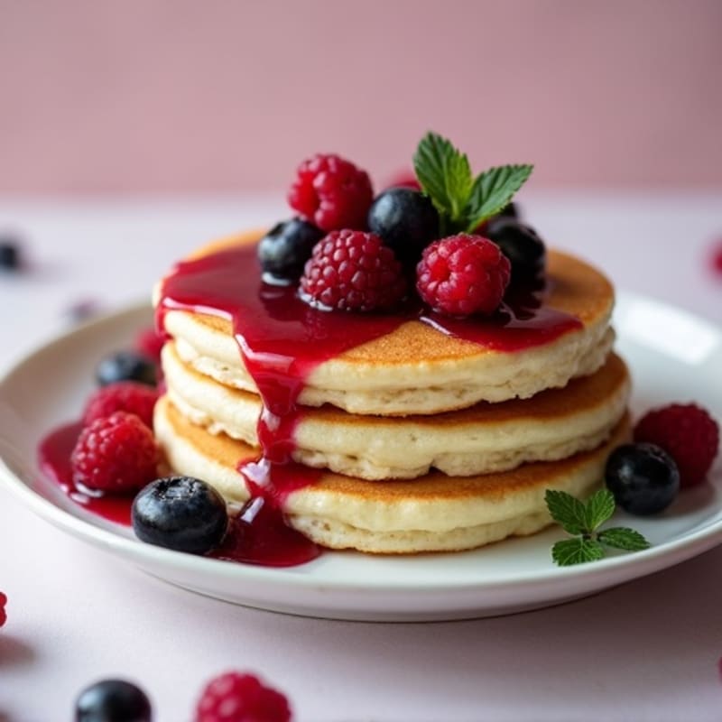 Fluffy Protein Pancakes with Berry Compote