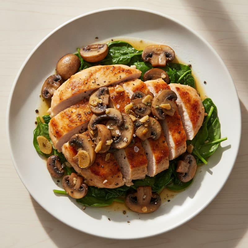 Pan-Seared Chicken with Sautéed Mushrooms