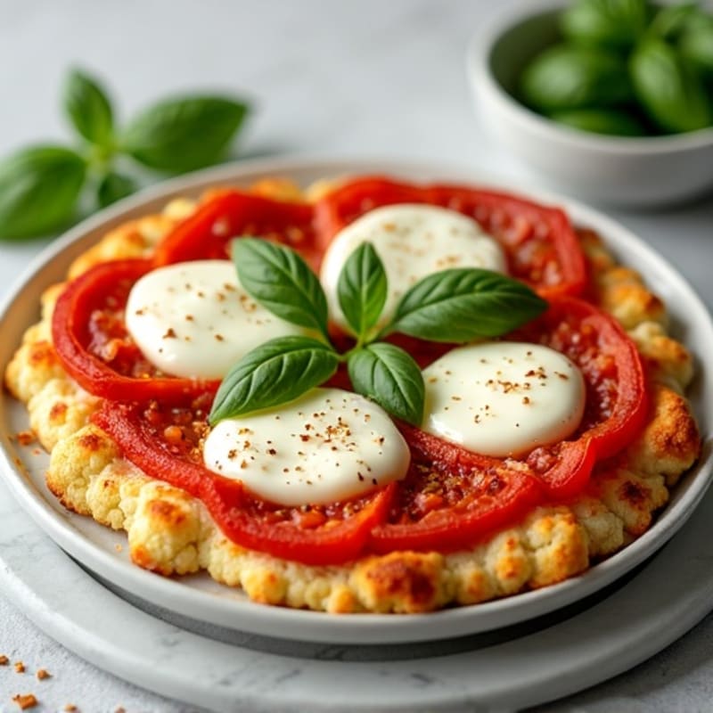 Crispy Cauliflower Crust Pizza with Fresh Mozzarella and Basil