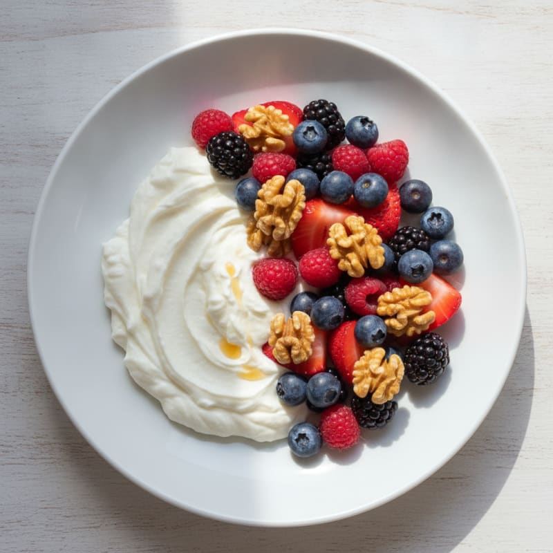 Silky Greek Yogurt Protein Pudding with Mixed Berries