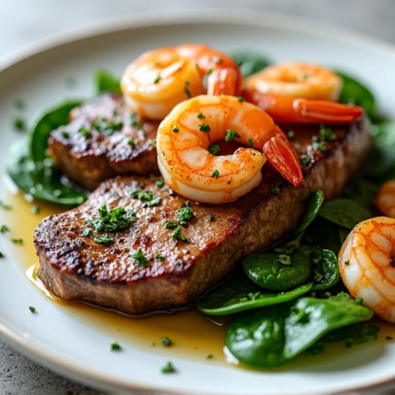 Garlic Herb Pan-Seared Steak and Shrimp