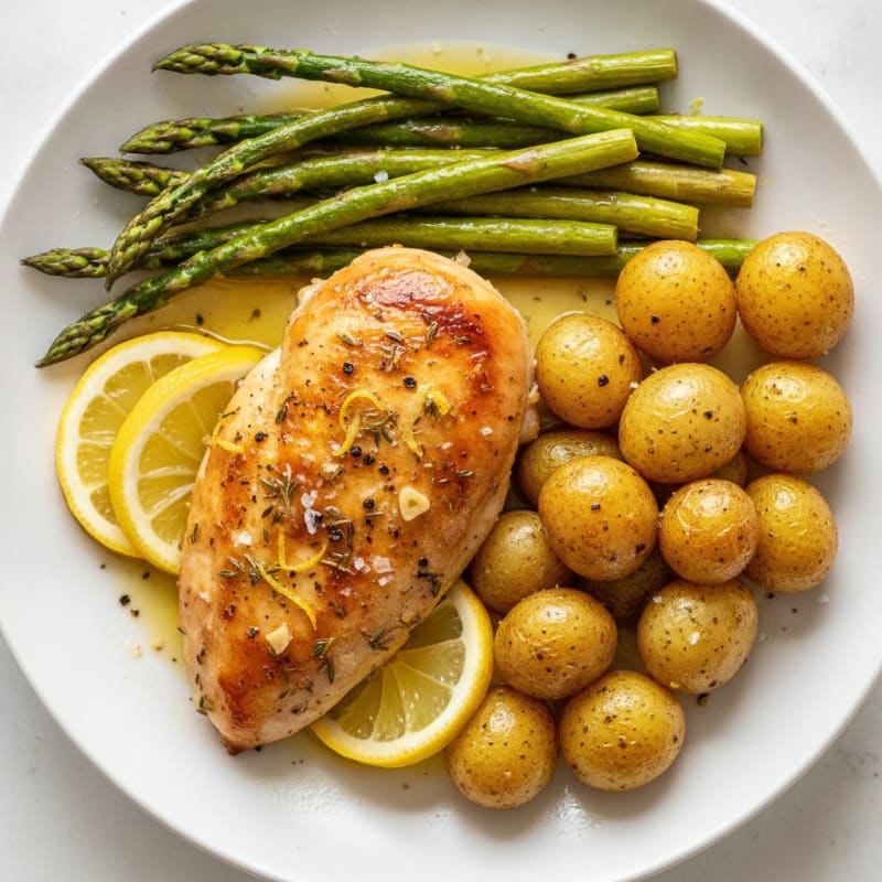 Lemon Herb Roasted Chicken with Asparagus