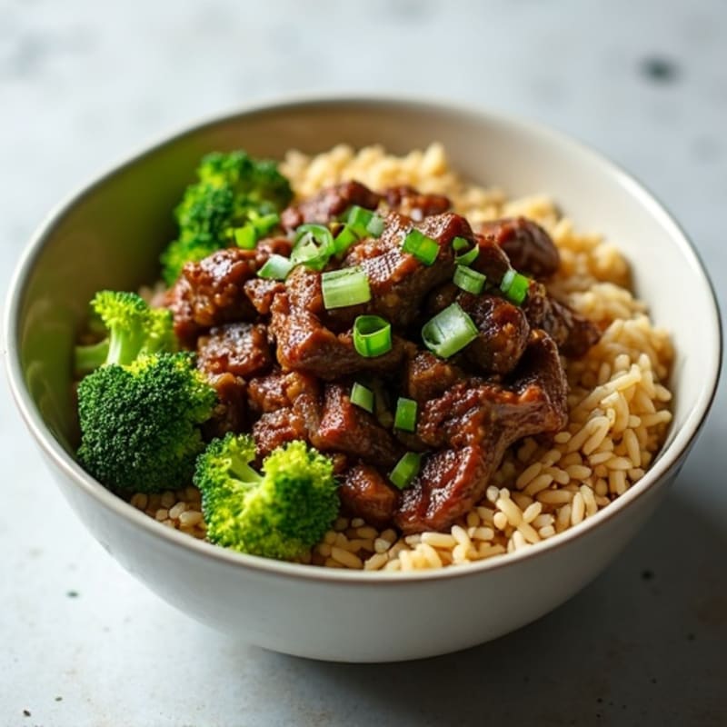 Savory Garlic Ginger Beef and Broccoli Rice Bowl