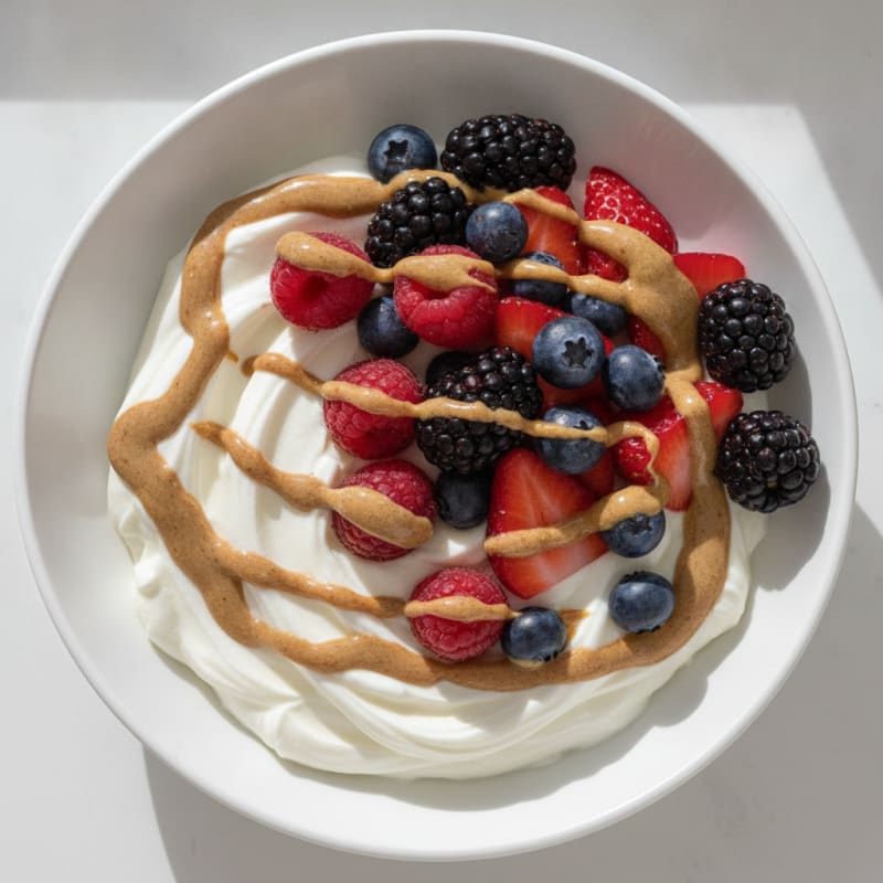 Creamy Greek Yogurt Bowl with Mixed Berries and Almond Butter
