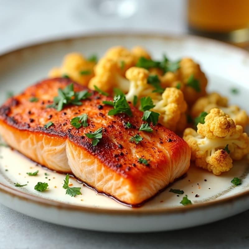Tandoori Baked Salmon with Roasted Cauliflower
