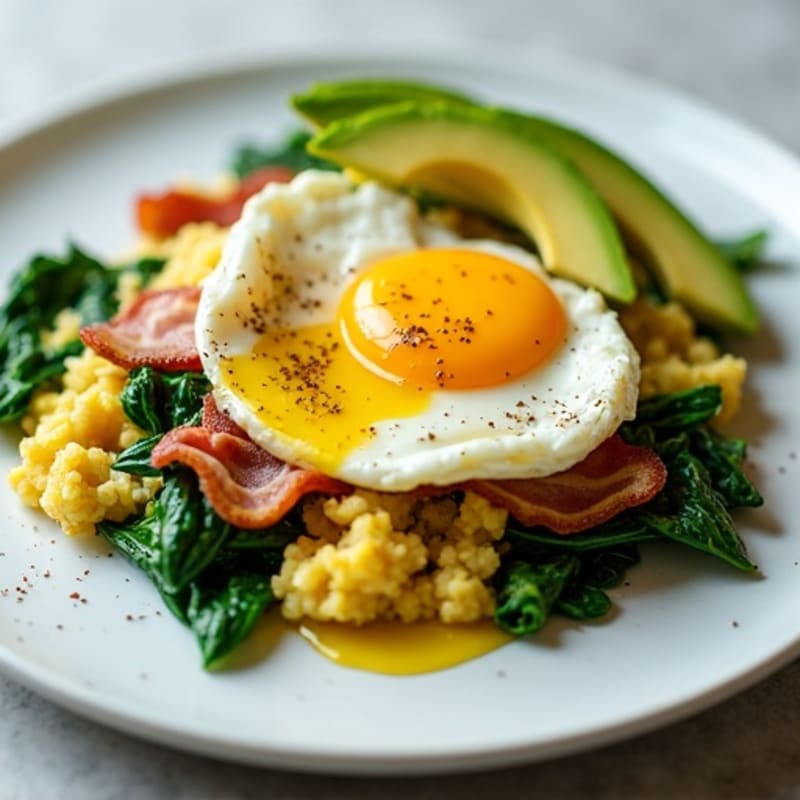 Egg White Scramble with Spinach and Turkey Bacon