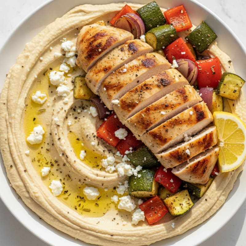 Mediterranean Hummus Platter with Roasted Vegetables
