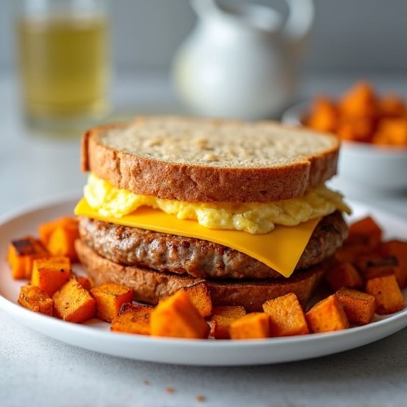 Protein-Packed Breakfast Sandwich with Sweet Potato Hash