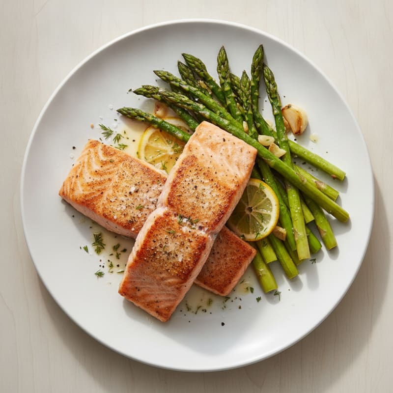 Pan-Seared Salmon with Roasted Asparagus