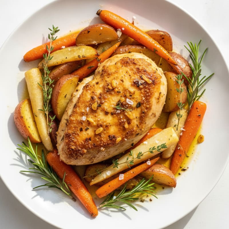 Garlic Herb Roasted Chicken with Root Vegetables