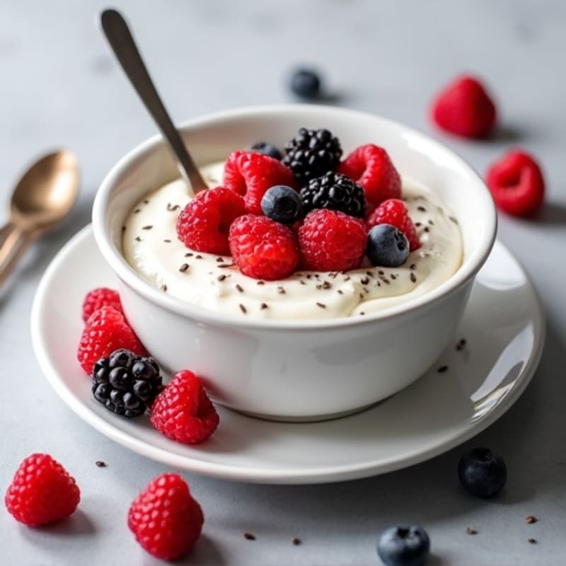 Silky Greek Yogurt Protein Pudding with Mixed Berries