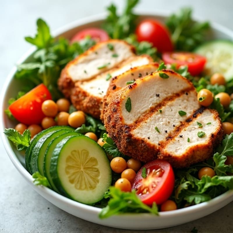 Grilled Turkey Breast Salad with Chickpeas and Lemon Vinaigrette
