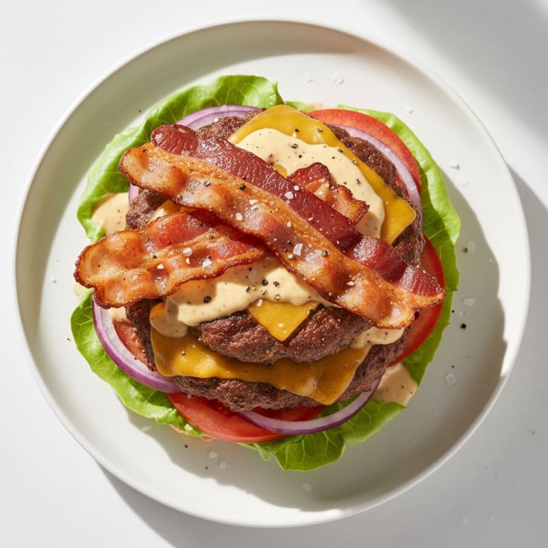 Crispy Double Bacon Cheeseburger Delight