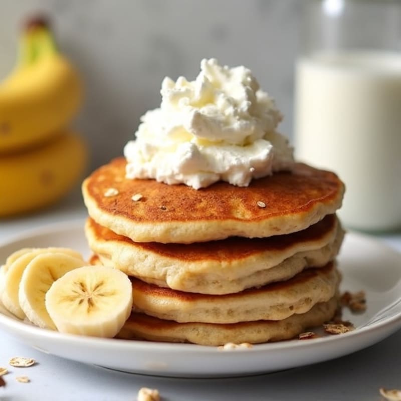 Fluffy Banana Pancakes with Creamy Cottage Cheese