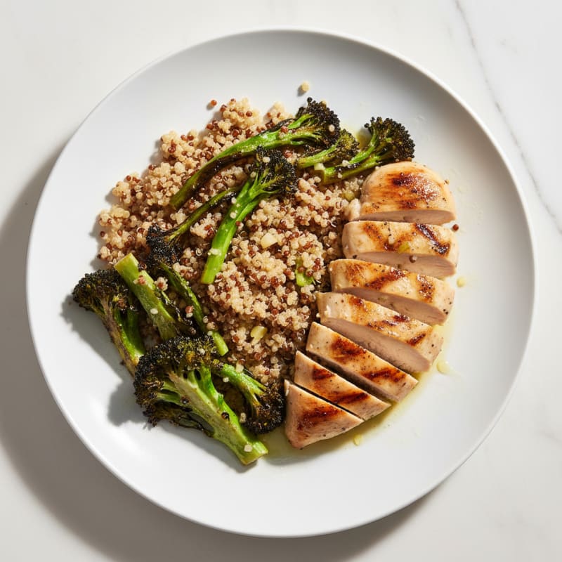 Grilled Chicken Breast with Roasted Broccoli and Quinoa
