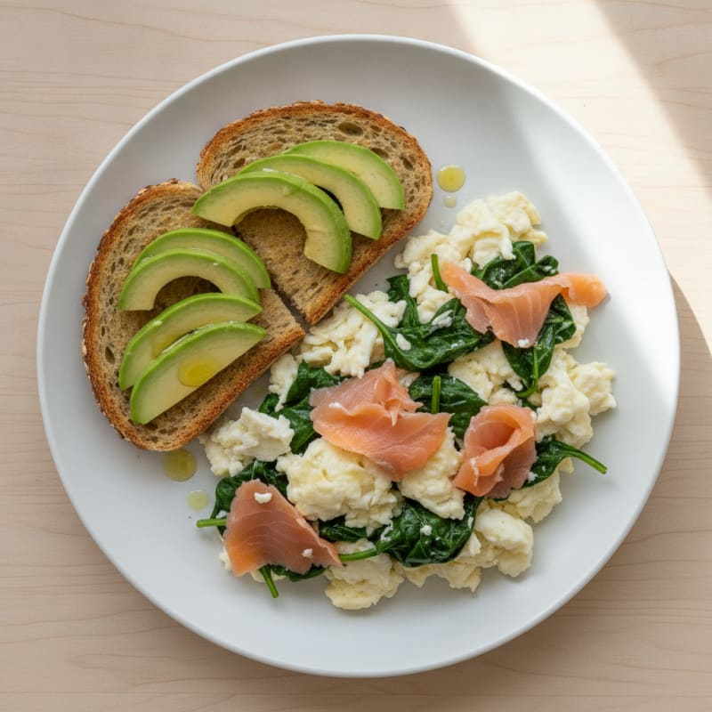 Egg White Scramble with Smoked Salmon and Spinach