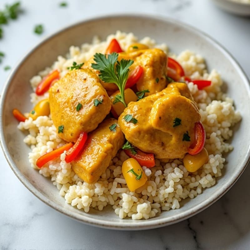 Creamy Coconut Curry Chicken with Cauliflower Rice
