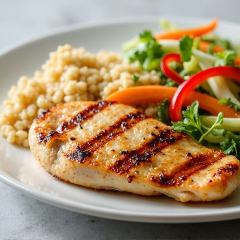 Grilled Chicken Breast with Crunchy Cabbage Slaw